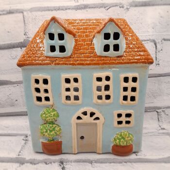 Ceramic Tealight House - Large Pale Blue