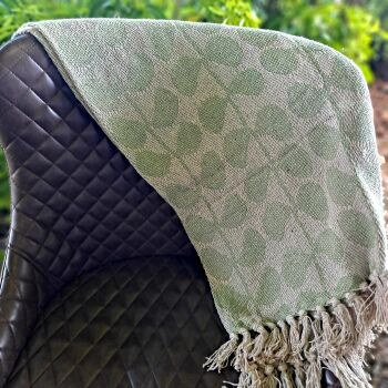Green & White Patterned Throw