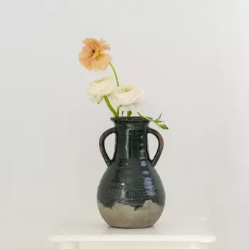 Seaweed Green Dipped Stone Vase