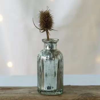 Silver Ribbed Vase