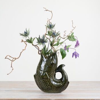 Dark Green Fish Vase