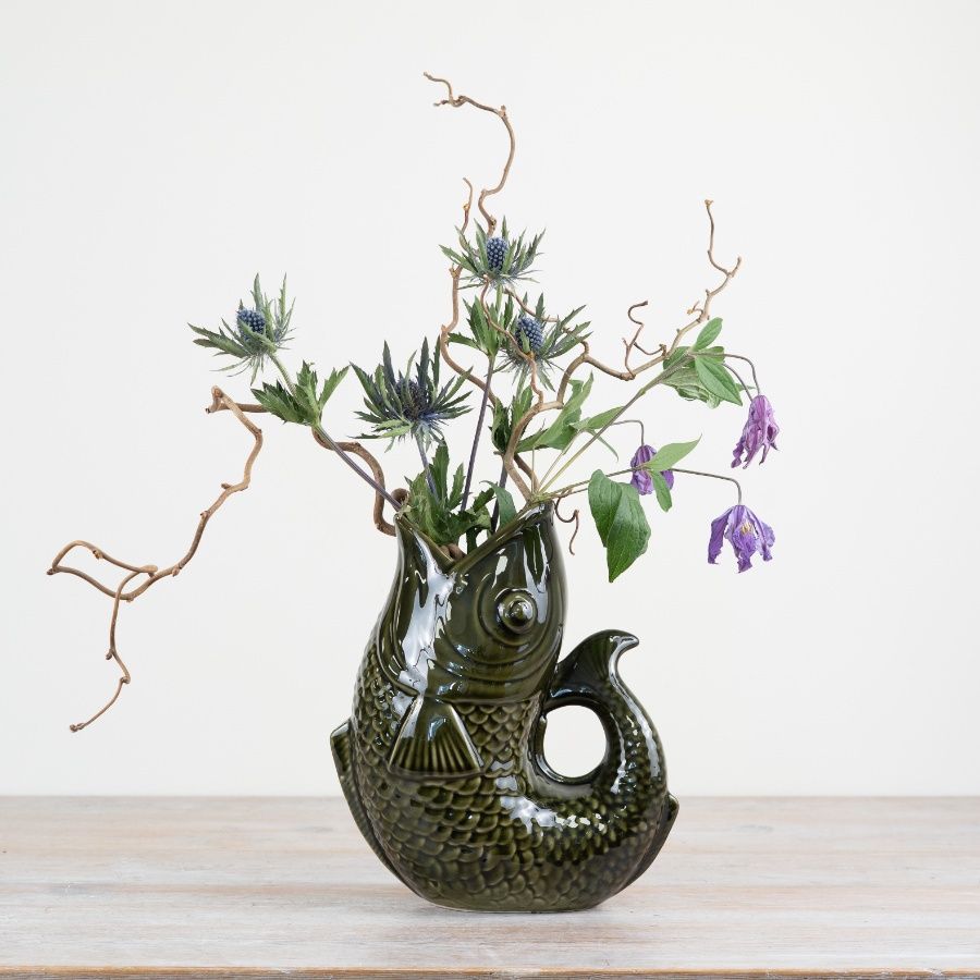 Dark Green Fish Vase