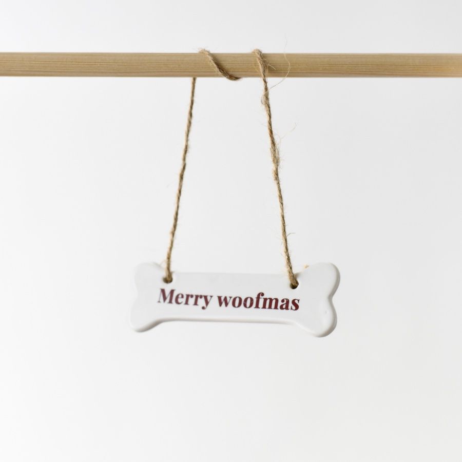 Merry Woofmas Ceramic Bone