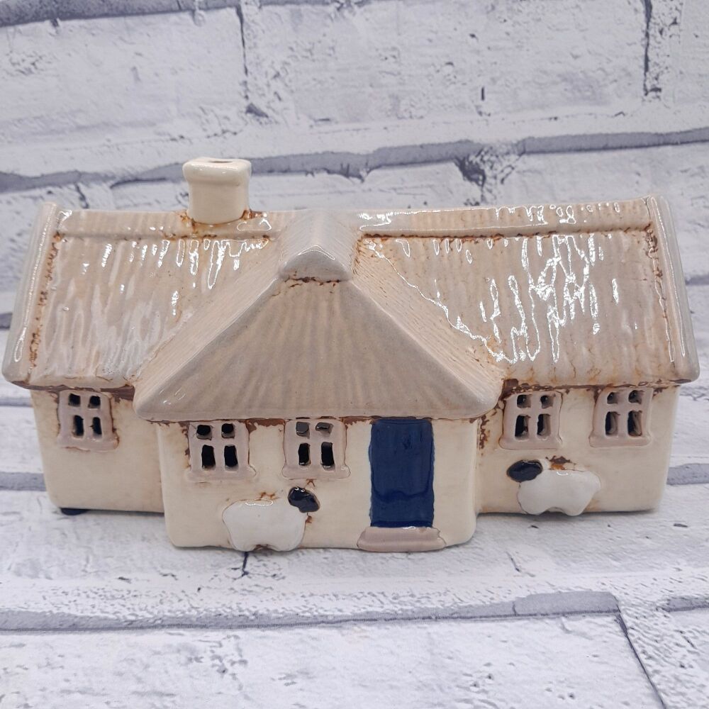 Ceramic Tealight House Thatched Crofters Cottage