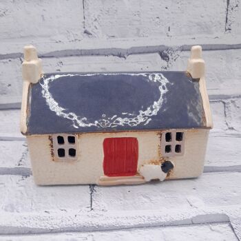 Ceramic Tealight Croft House Navy Roof