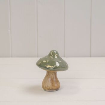 Dark Green Ceramic Mushroom