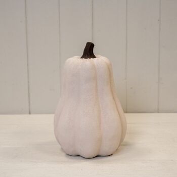 Cotton White Tall Ceramic Pumpkin
