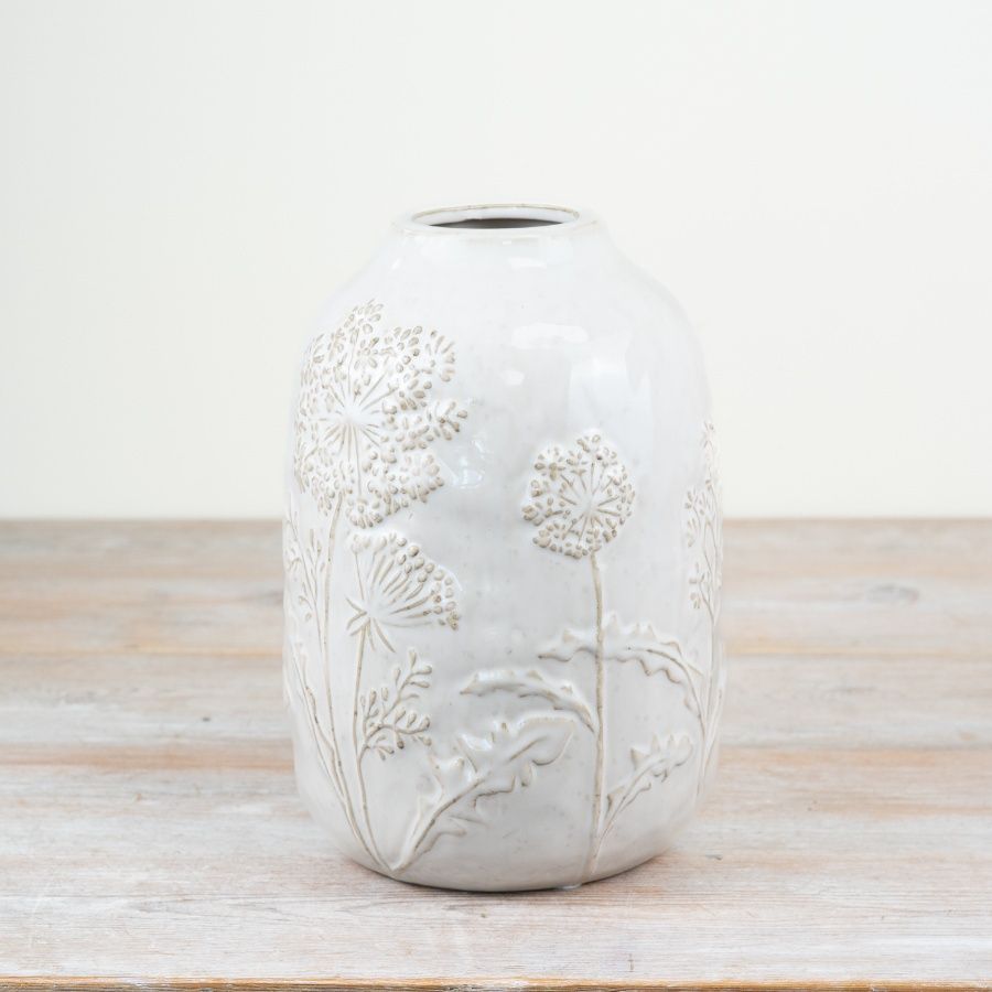 Flower Design White Vase