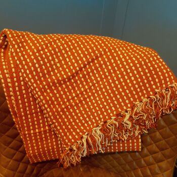 Terracotta Stab Stitch Woven Throw