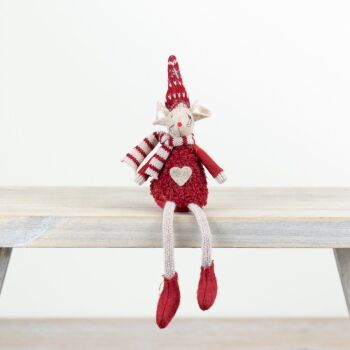Red & White Sitting Mouse