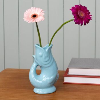Aqua Blue Fish Vase