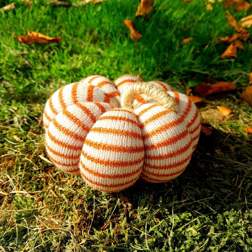 Tan Striped Knitted Pumpkin