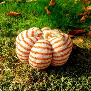 Tan Striped Knitted Pumpkin