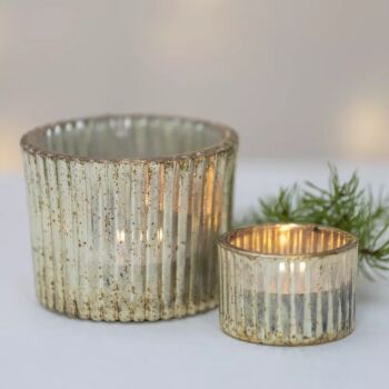 Antique Silver Ribbed Votives