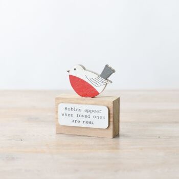 Robins Appear Wooden Block