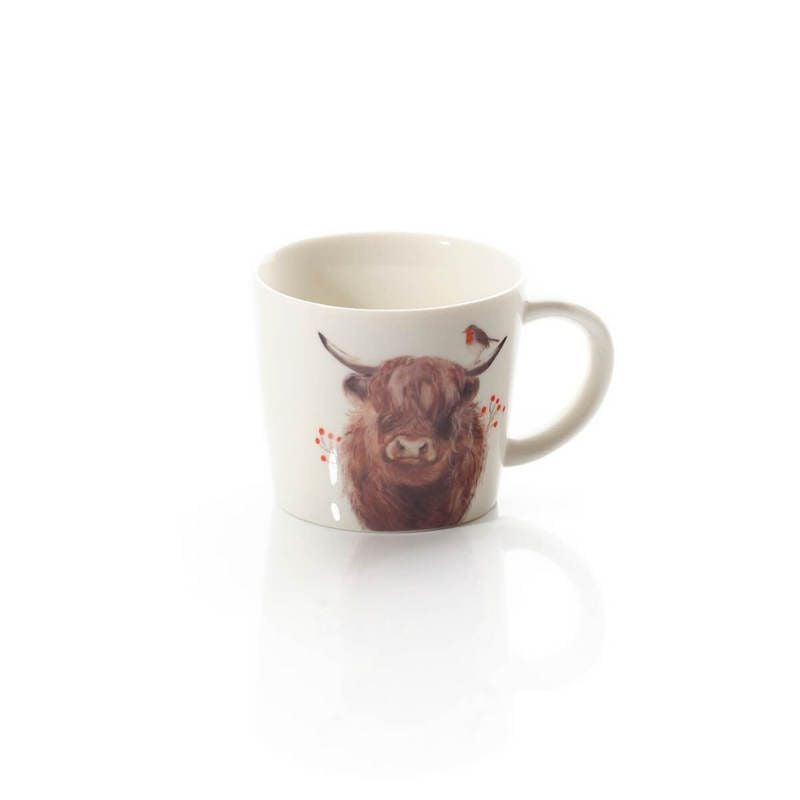 Highland Cow with Robin Mug
