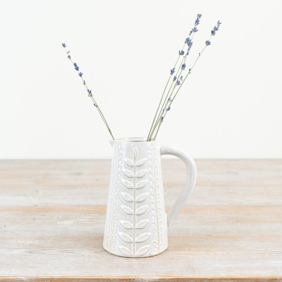 White Leaf Design Jug