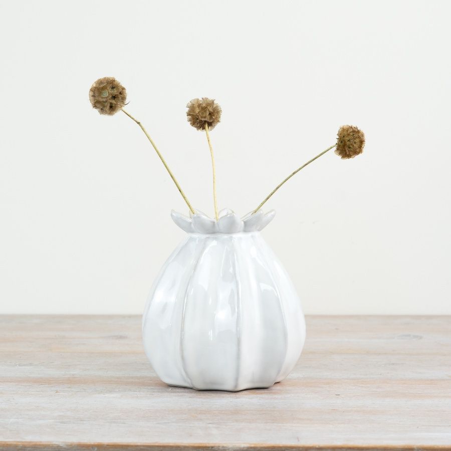 White Poppy Bud Vase