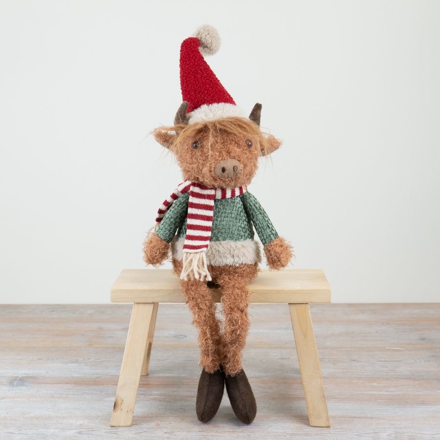 Festive Highland Cow Shelf Sitter