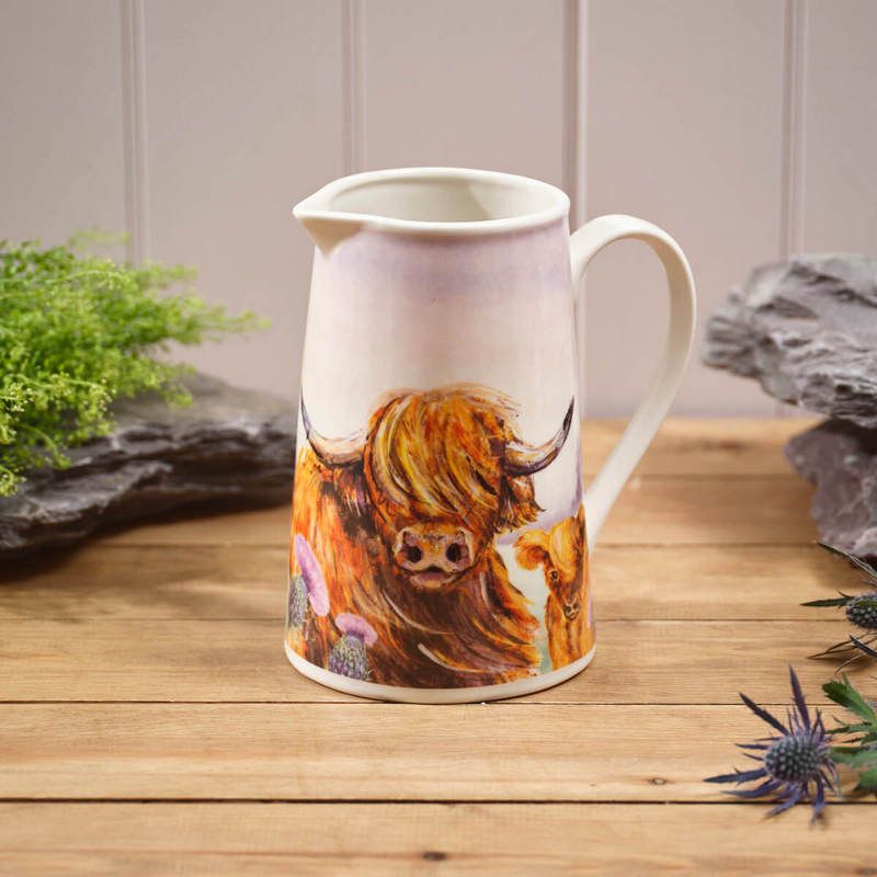Highland Cow Thistle Jug