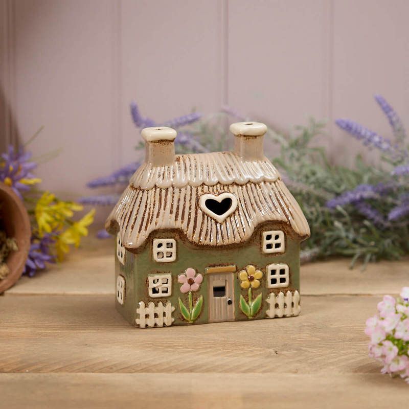 Ceramic Tealight Green Cottage