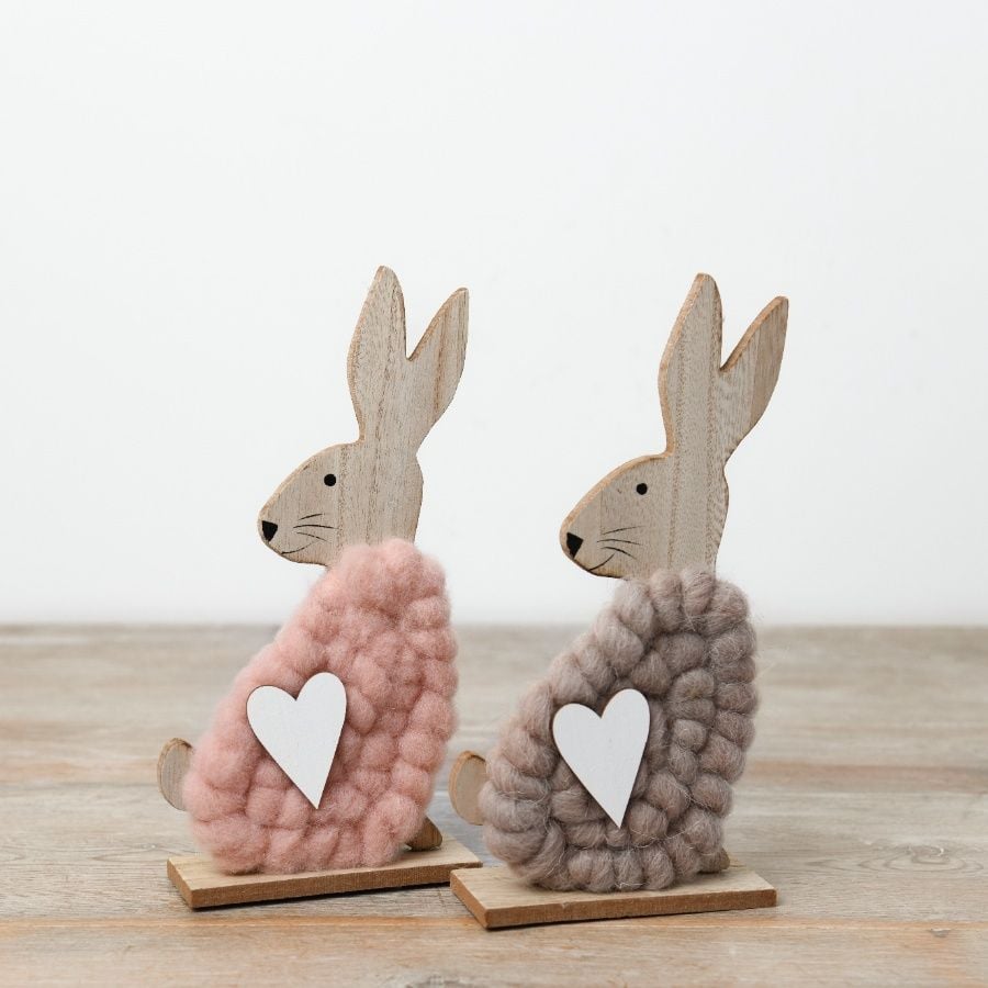Wooden Heart Bunny
