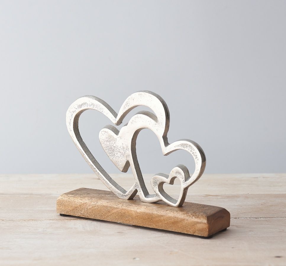 Multi Hearts on Wooden Block