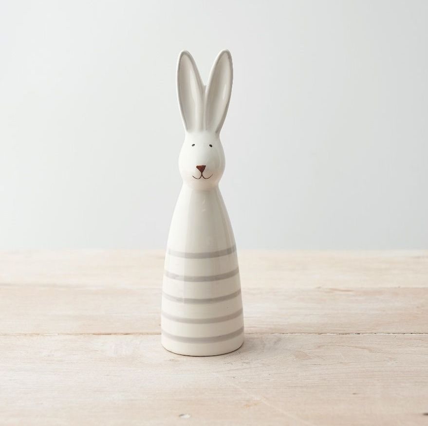 White Striped Ceramic Rabbit