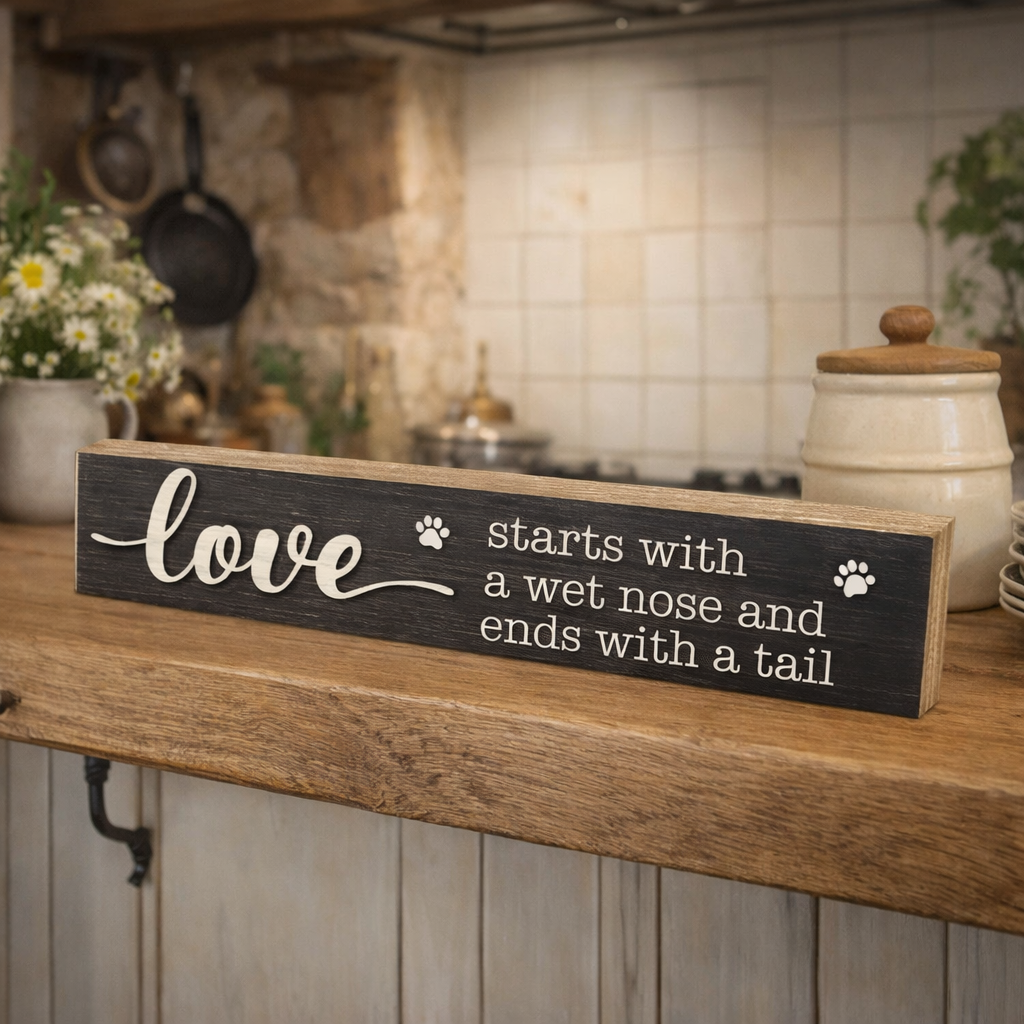 Dog Love Wooden Plaque