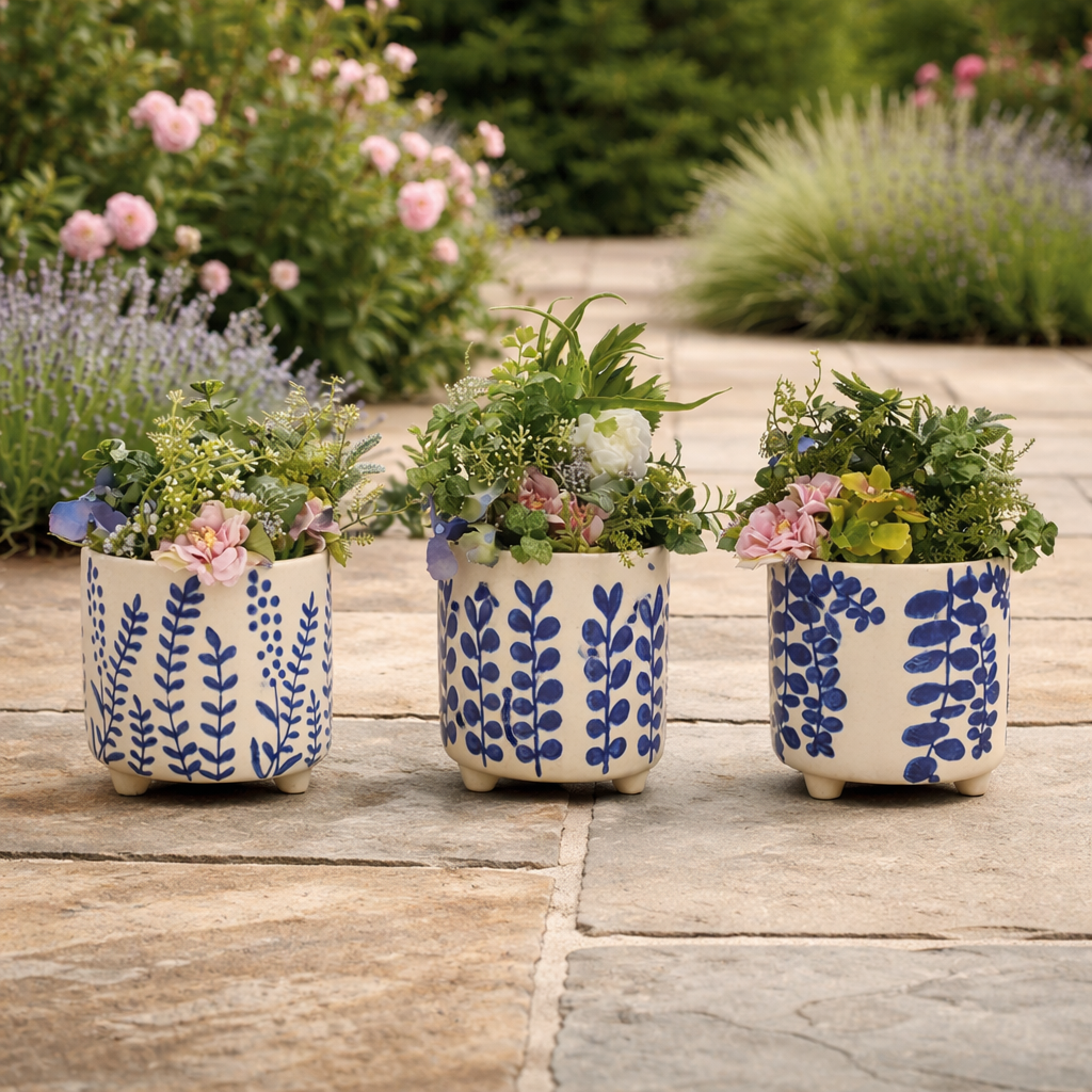 Cobalt Planters With Feet