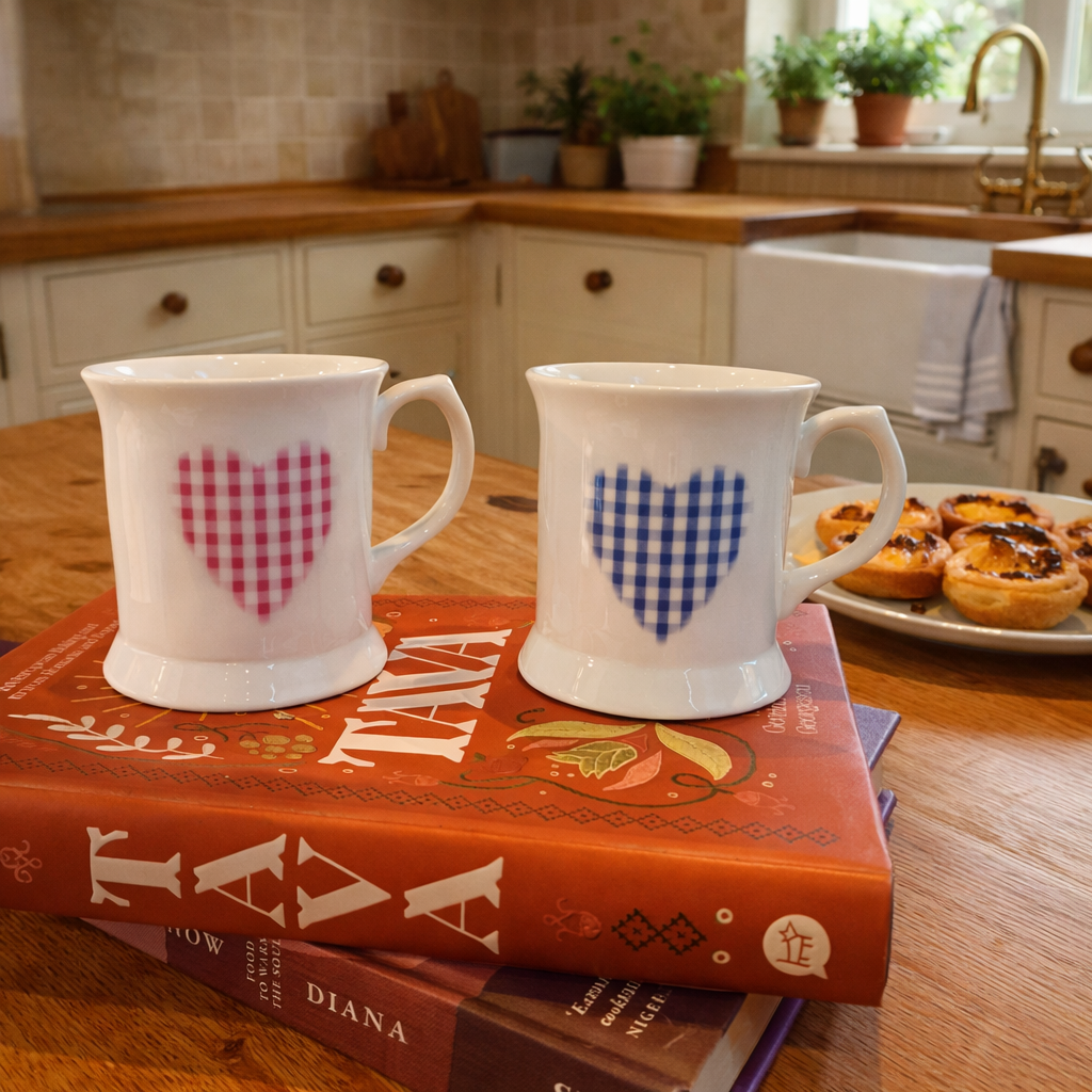 Gingham Heart Mugs