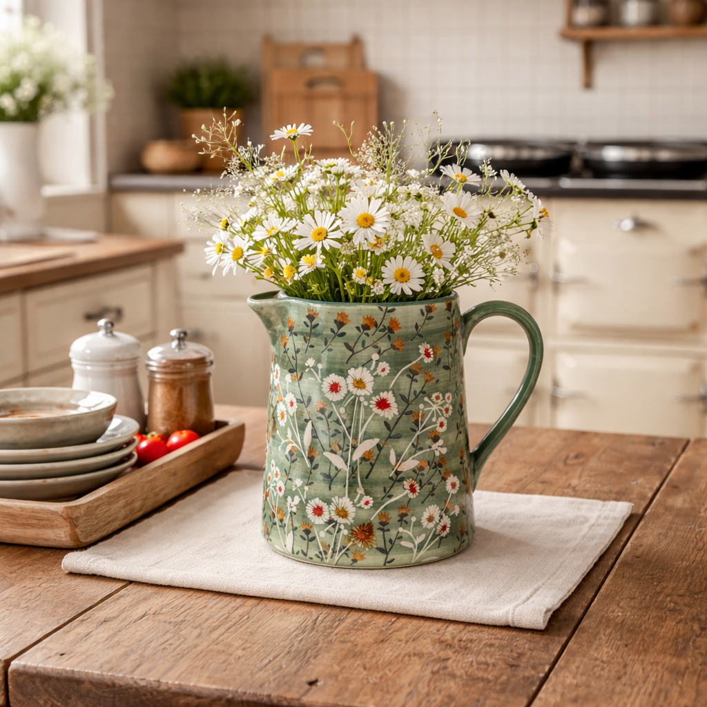 Green Wild Daisy Jug
