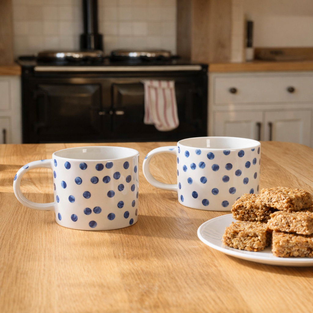 Blue  Dotty Mugs