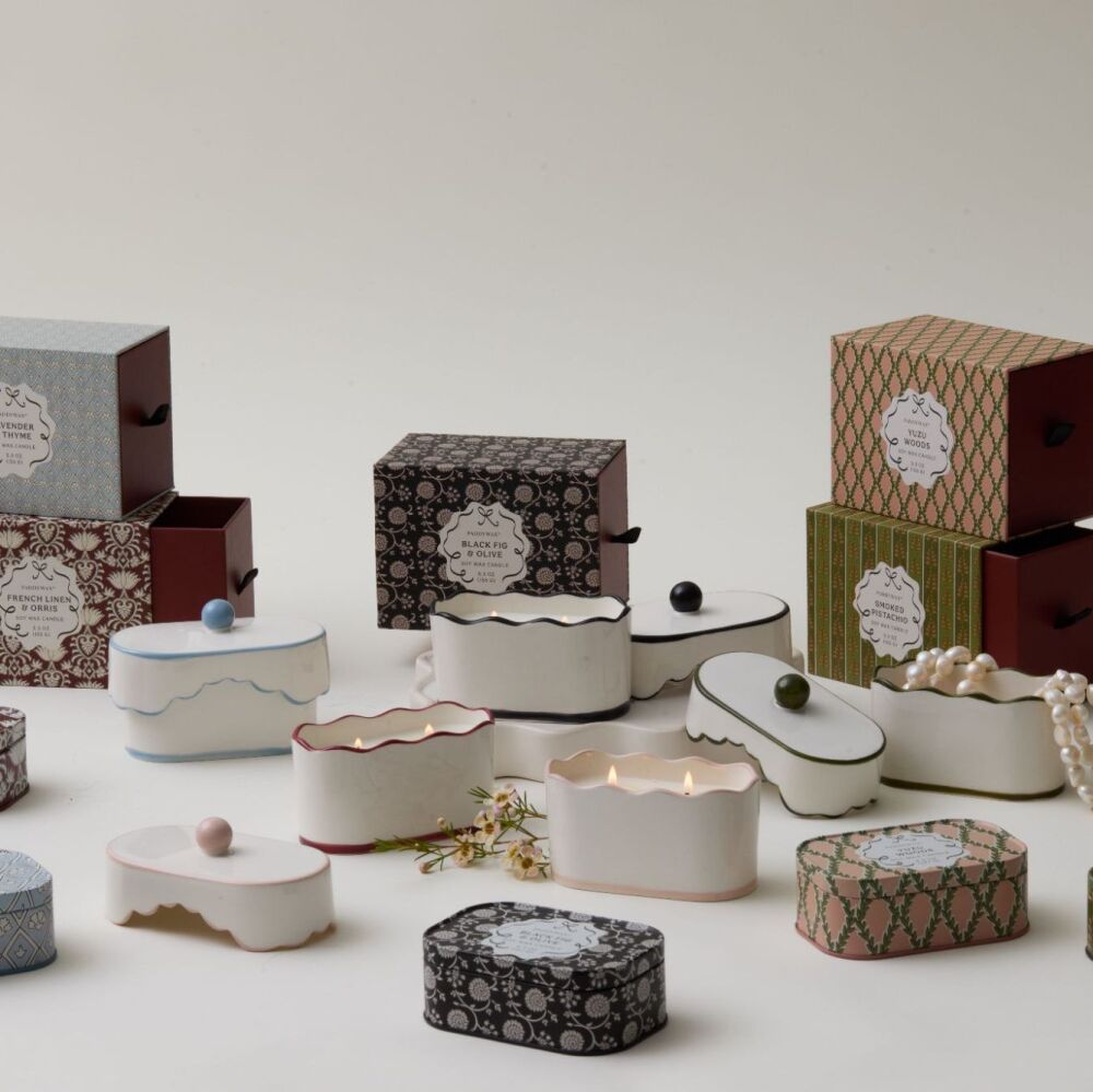 Cherie Printed Ceramic Dish and Tin Candles