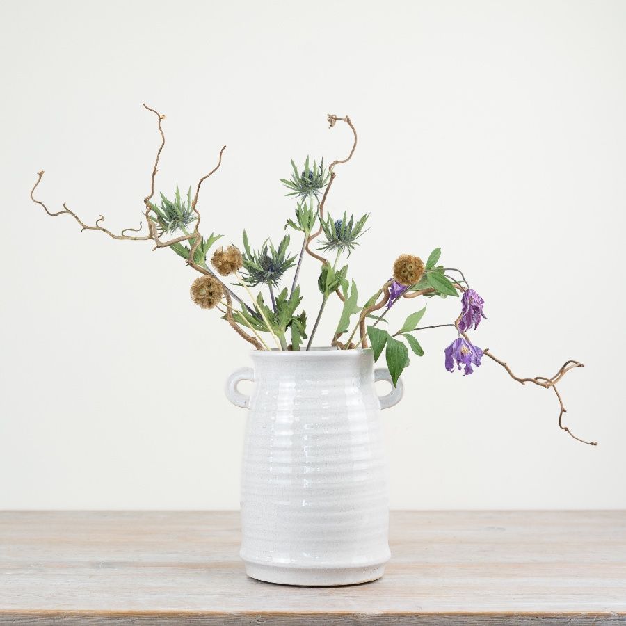 White Two Handled Vase