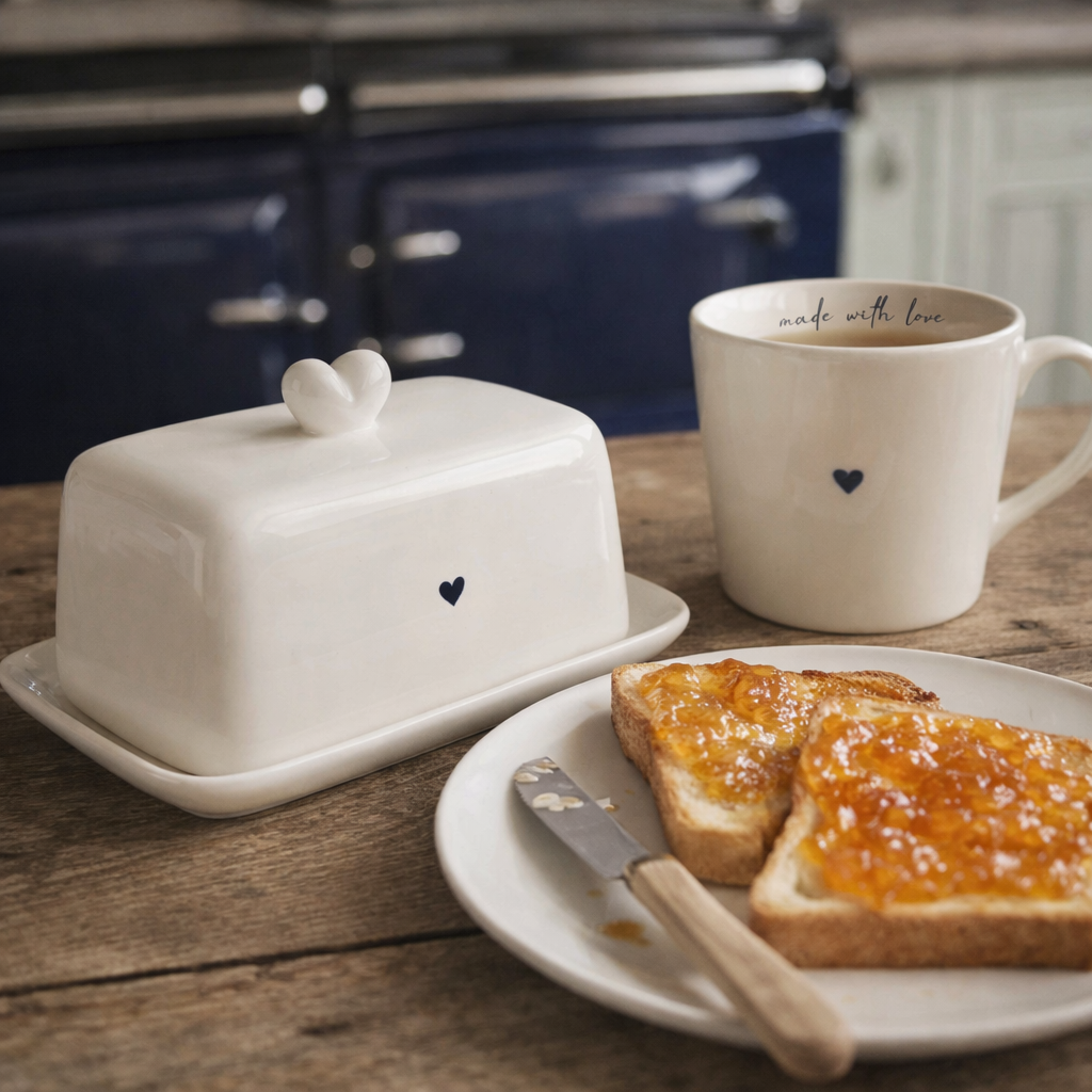 Blue Heart Butter Dish