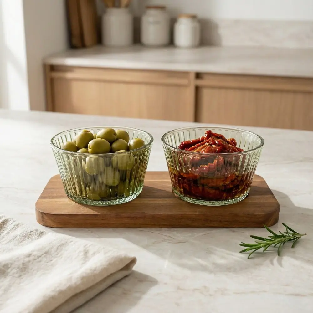 Green Glass Nibbles Bowls