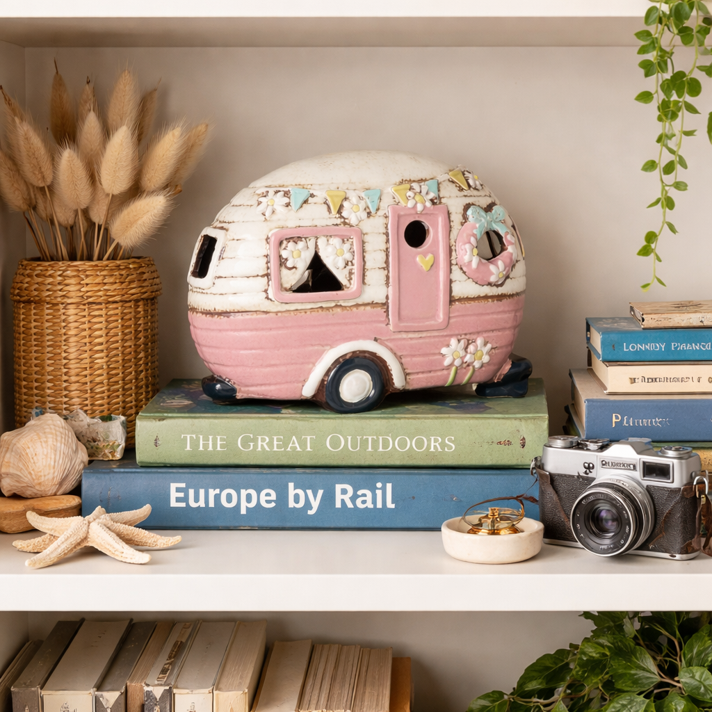 Ceramic Tealight Caravan Pale Pink