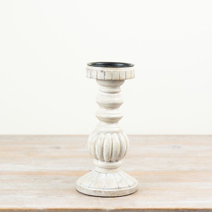 White Wooden Candlestick