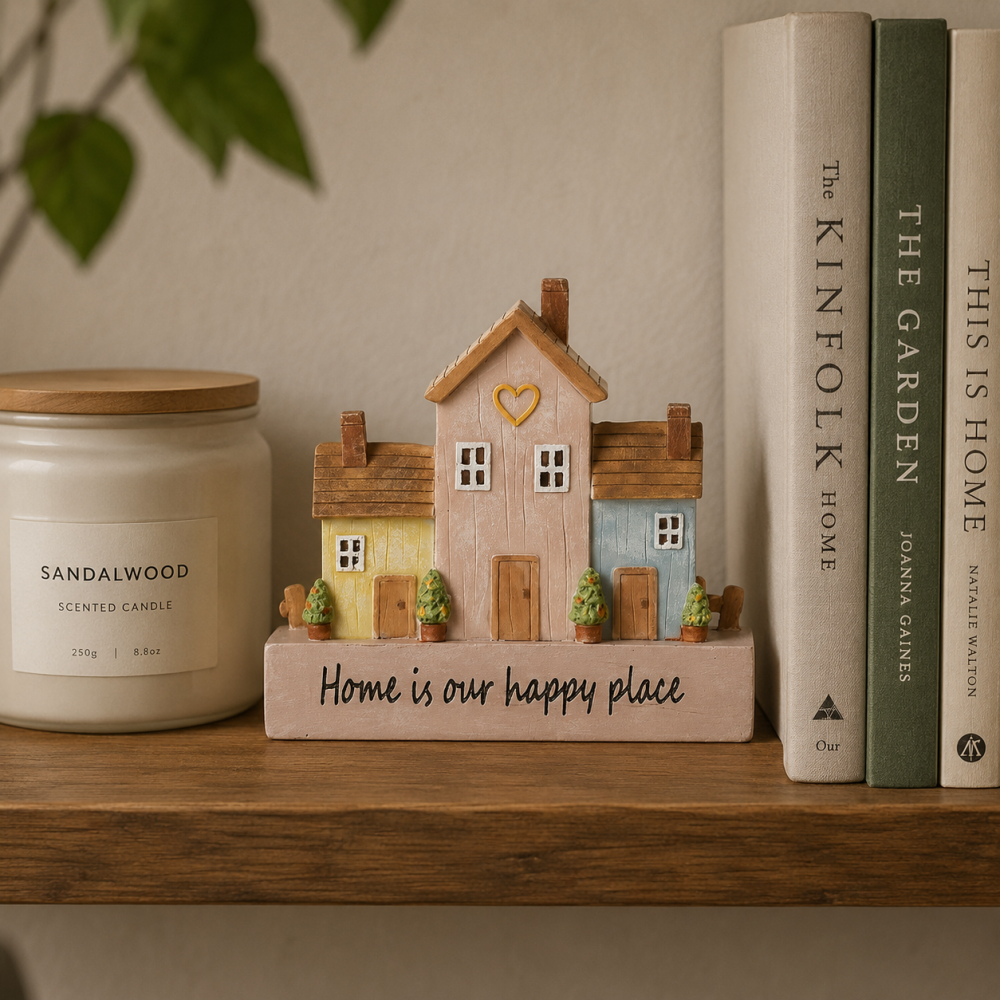 Happy Place Wooden House Block