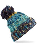 Beechfield Corkscrew Pom Pom Beanie Marine Splash - FREE P&P