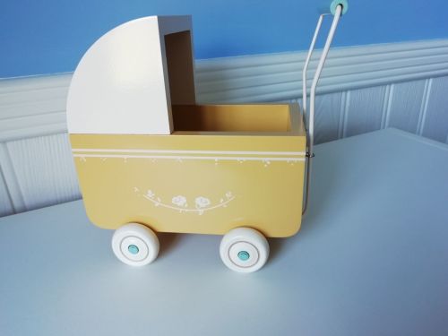 Maileg, Micro Yellow Pram - Marks to paintwork on all four wheels