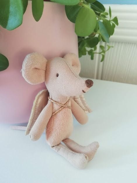 Maileg, Little Sister Fairy Mouse, Light Pink