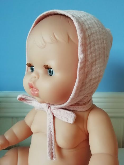 Minikane, Double Cotton Gauze Round Bonnet (Light Pink)