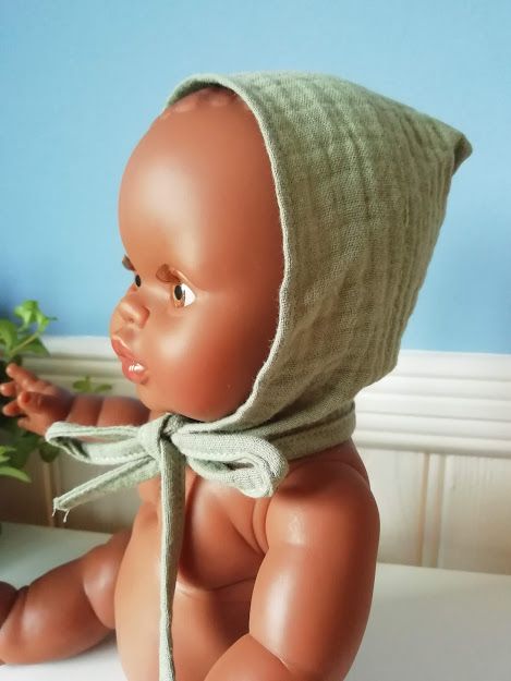 Minikane, Double Gauze Round Cotton Bonnet (Olive Green)