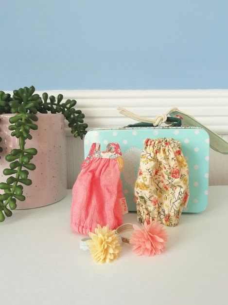 Maileg, Ice Blue Suitcase with 2 Outfits for Micro/Mice