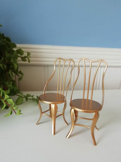 Maileg, Gold Vintage Chair Set, Micro