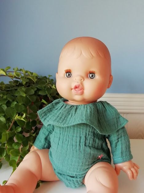Minikane, Frilly Body Cotton Double Gaze (Olive)