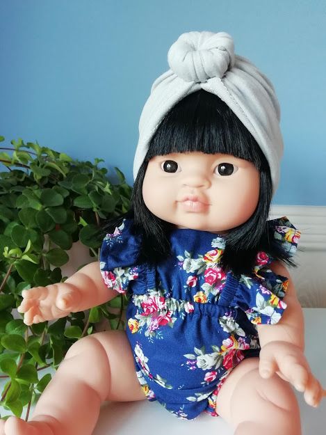 Minikane, Romper Blue Floral with Turban *Set*
