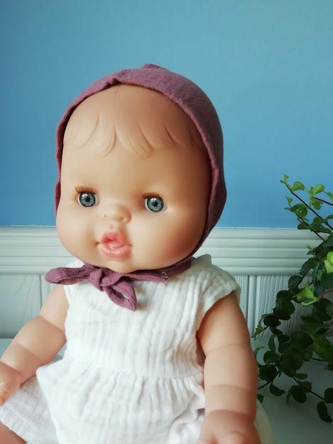 Minikane, Double Cotton Gauze Round Bonnet (rose orchidee)